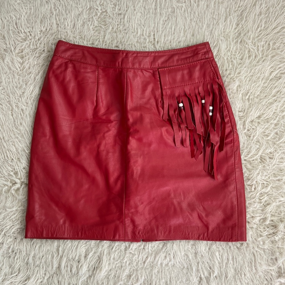 Vintage Leather Red Mini Skirt